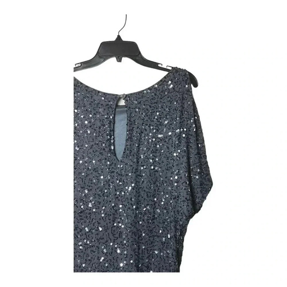 AIDAN MATTOX COLD SHOULDERS SEQUINS MINI DRESS GRAY/BLUE IN COLOR SIZE 0‎ - Picture 7 of 9